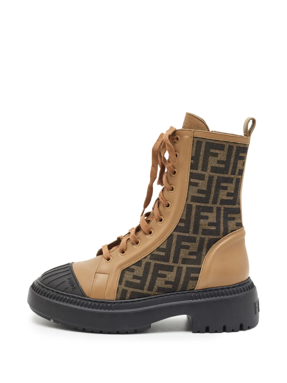 Fendi Pre-Owned FF monogram combat boots - Marrone