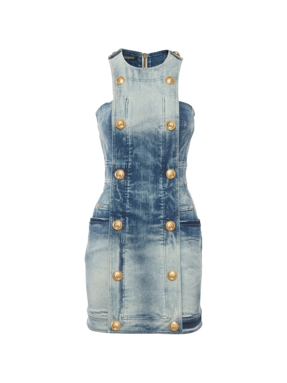 Balmain Pre-Owned zip-up mini dress - Blu