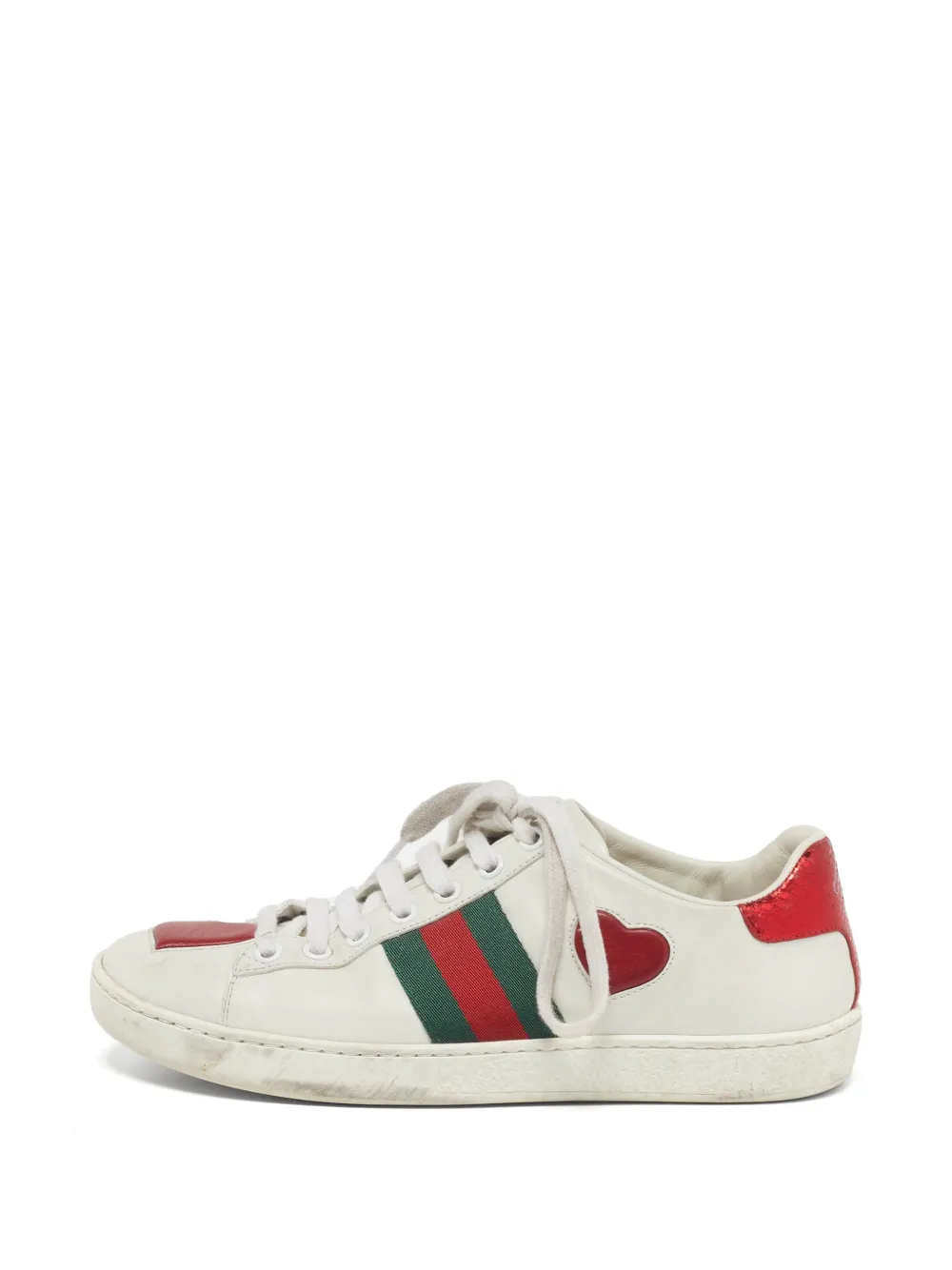 Gucci Pre-Owned Ace Web Heart Sneakers - Weiß