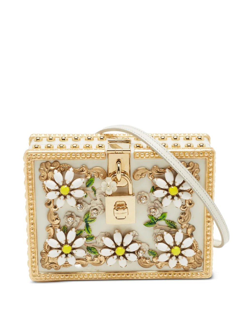 Dolce & Gabbana Pre-Owned Borsa mini Locket Box a fiori - Bianco