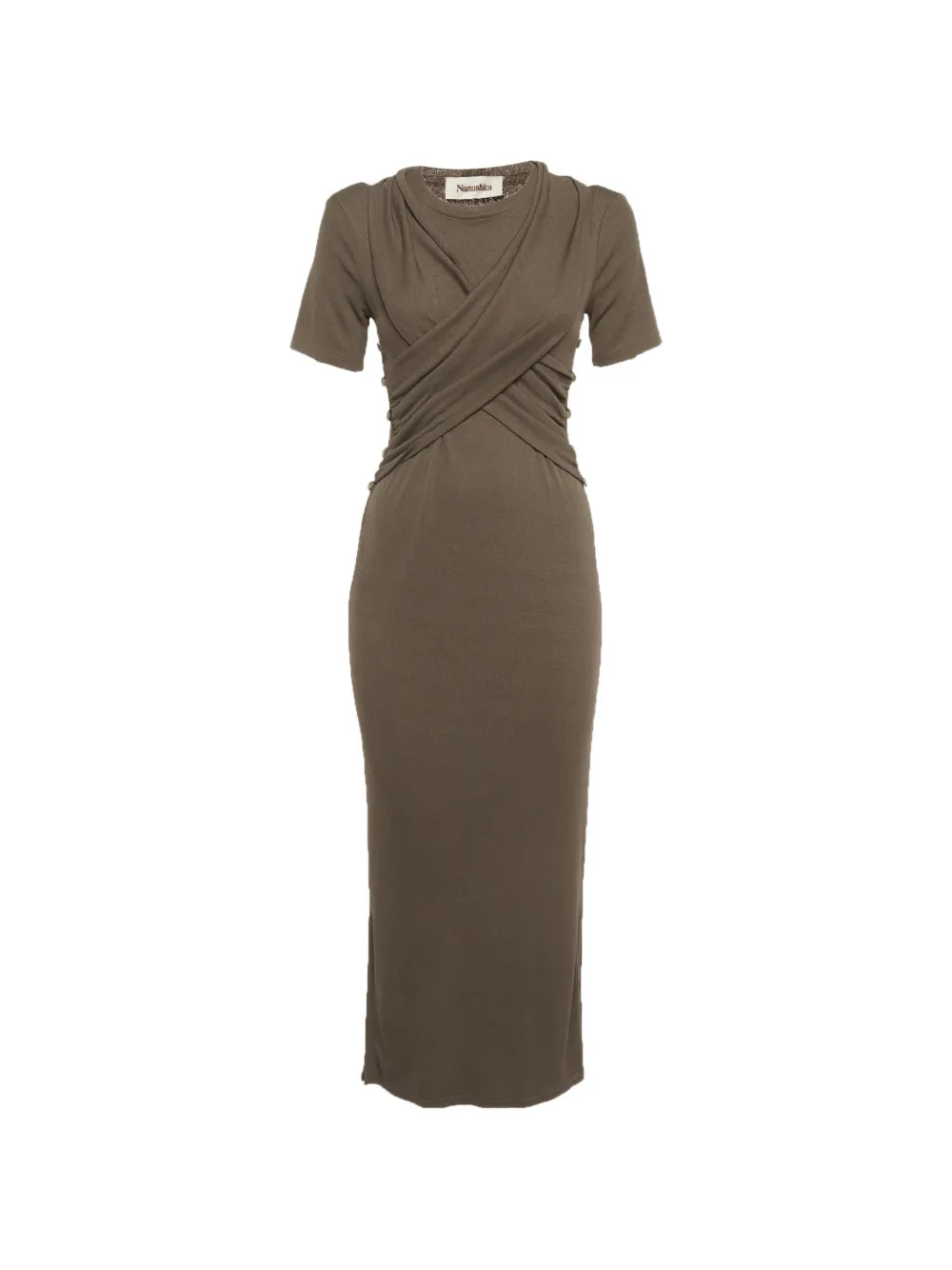 Nanushka Jannet wrap-waist midi dress - Brown