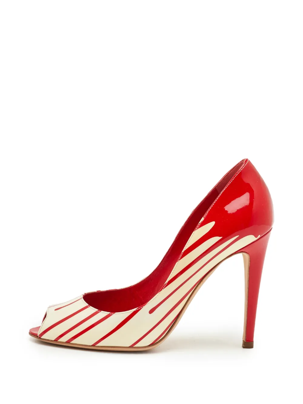 Sergio Rossi Vintage drip-paint peep-toe pumps - Rot