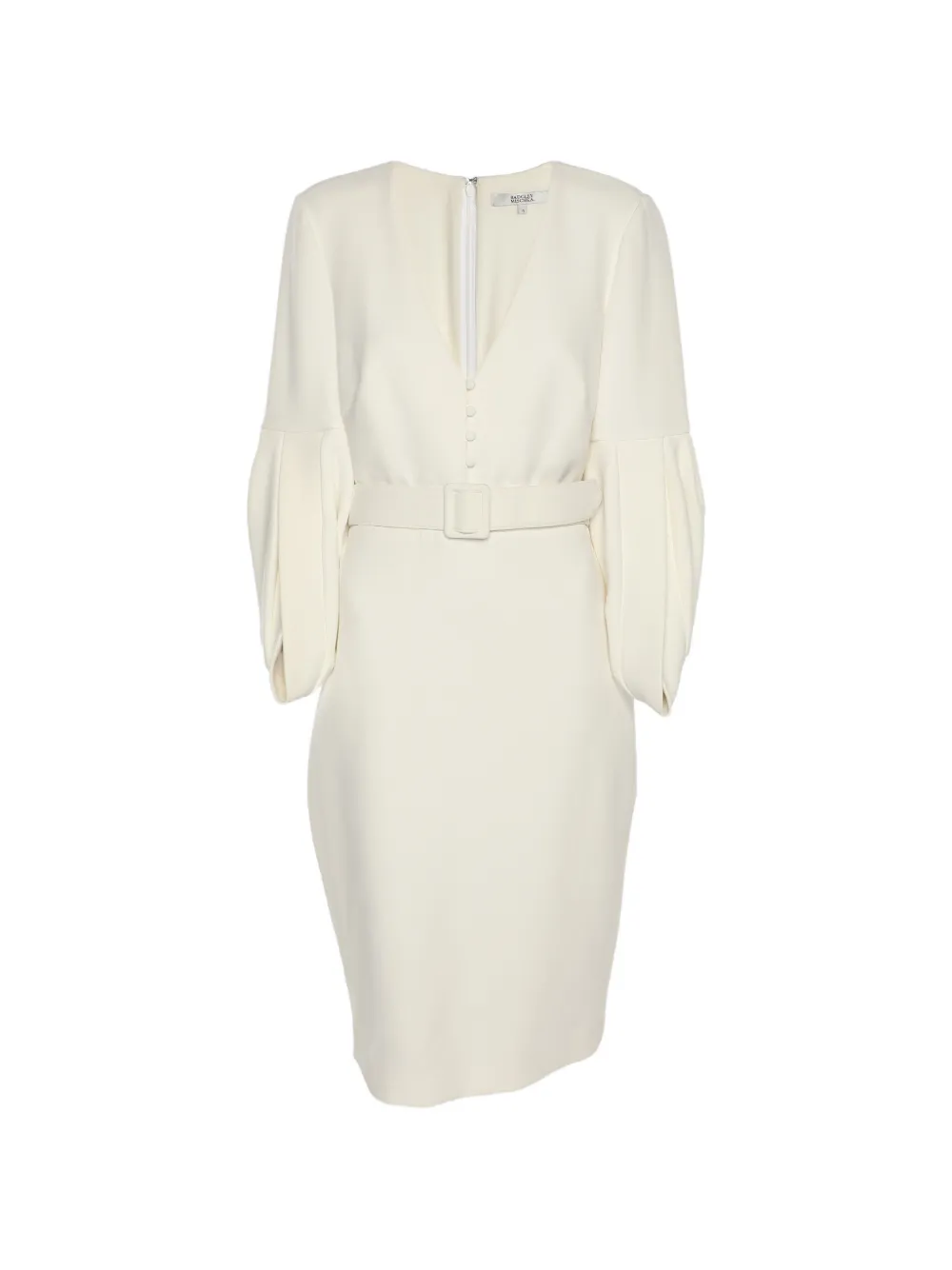 badgley mischka white dress Bow Drop Waists Mini Bluefly carpet drama to your most photographed moments Badgley Mischka Collection Crepe Sheath