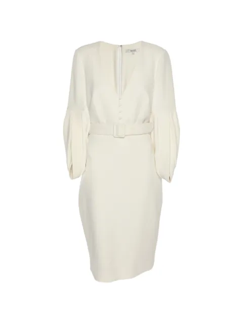 Badgley Mischka belted puff-sleeve dress