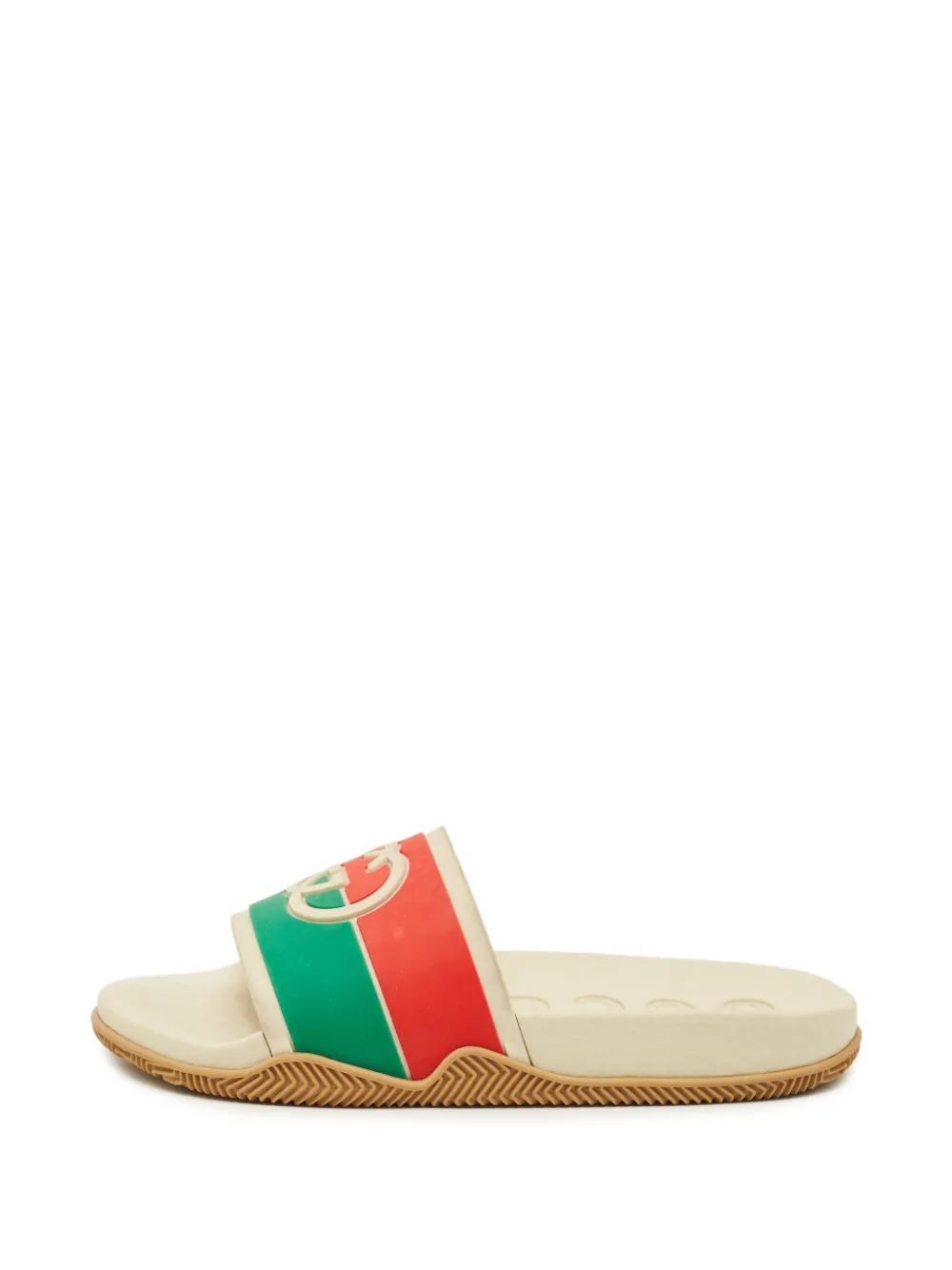 Gucci Pre-Owned GG Web pool slides - Nude