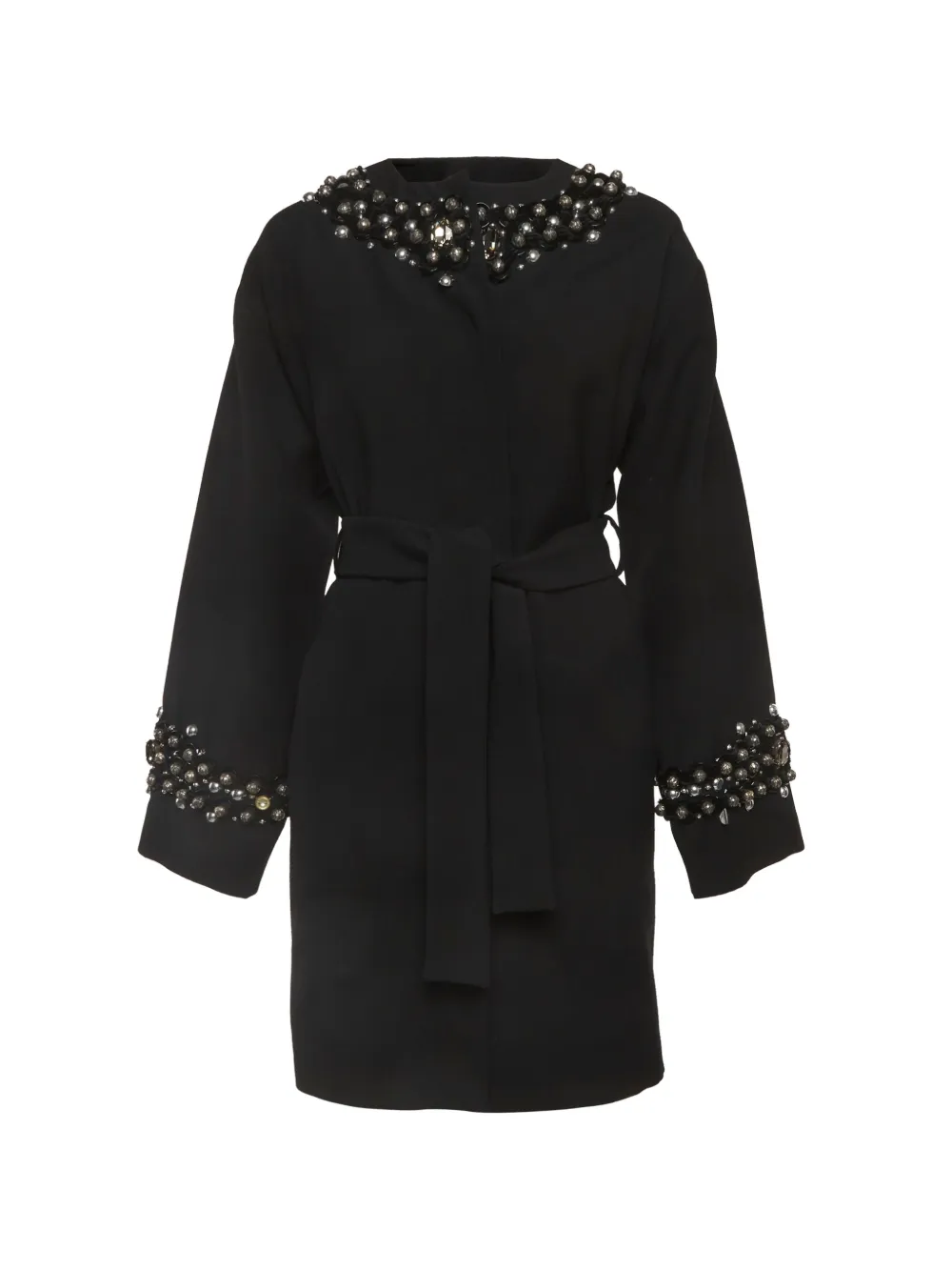 Dolce & Gabbana Pre-Owned beaded belted coat - Nero