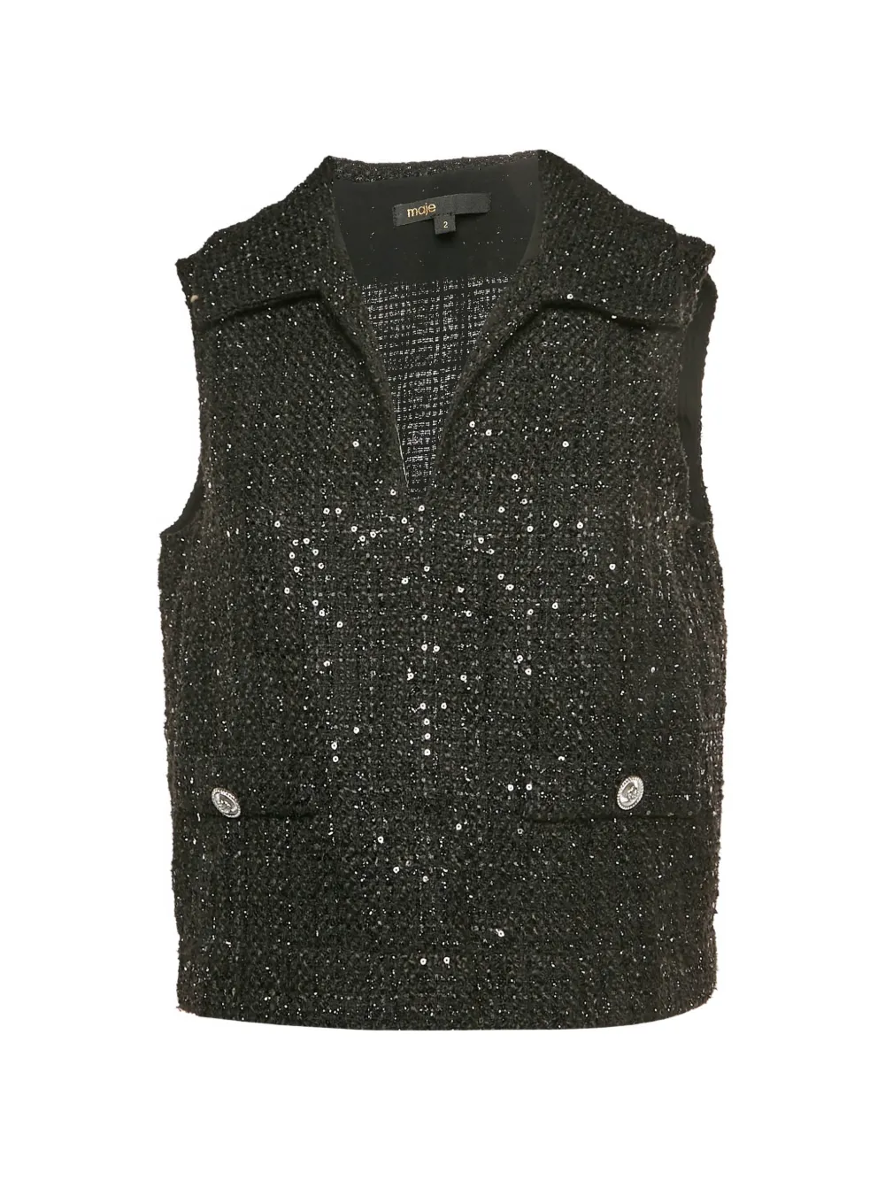 Maje sequin tweed top - Nero