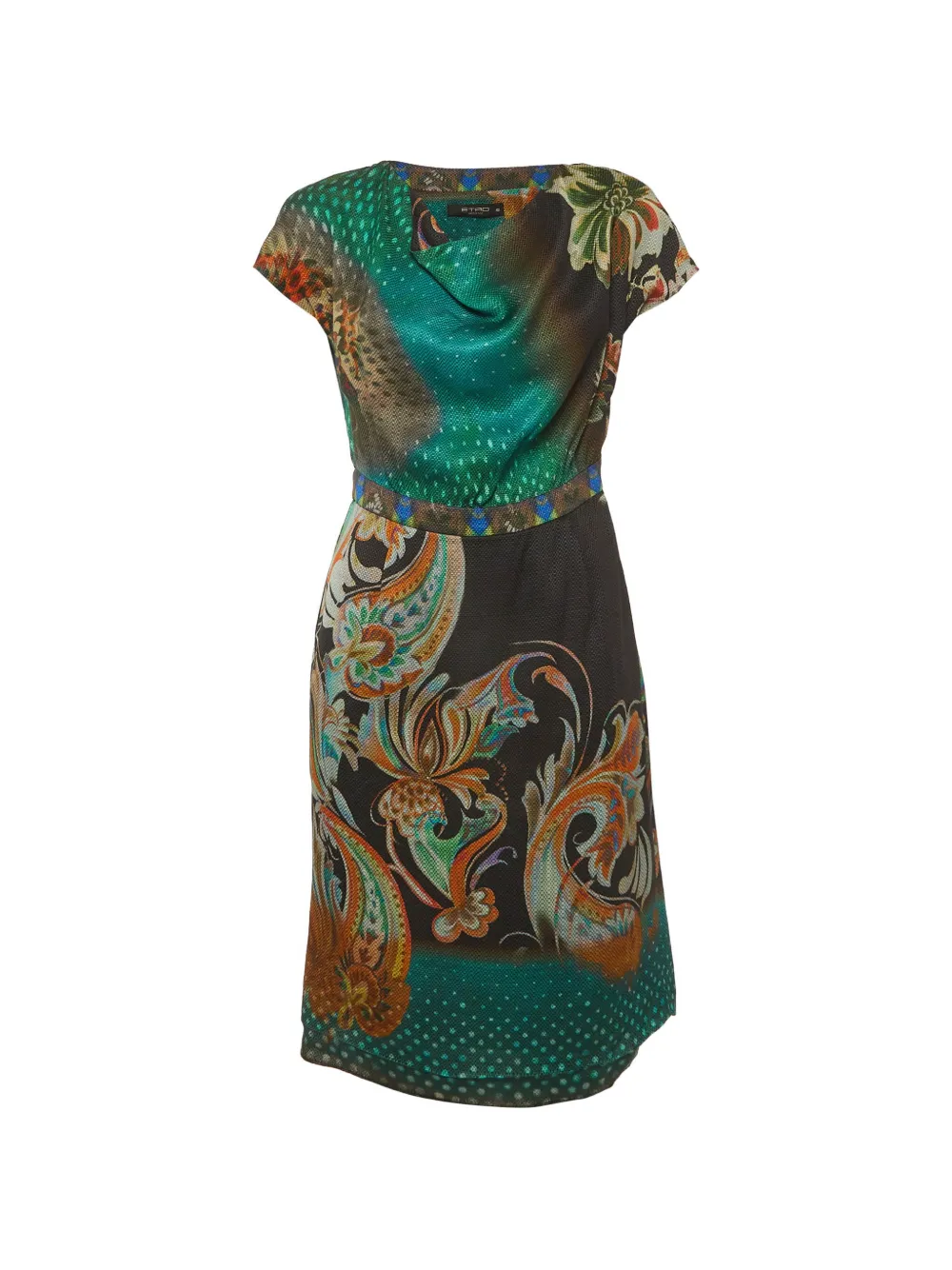 Etro Pre-Owned cap-sleeve printed mini dress - Verde
