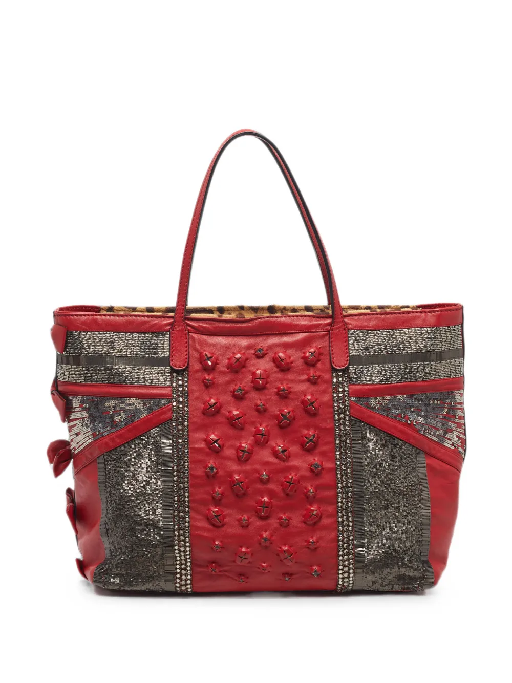 Valentino Garavani Pre-Owned sequinned crystal-embellished tote bag - Rosso