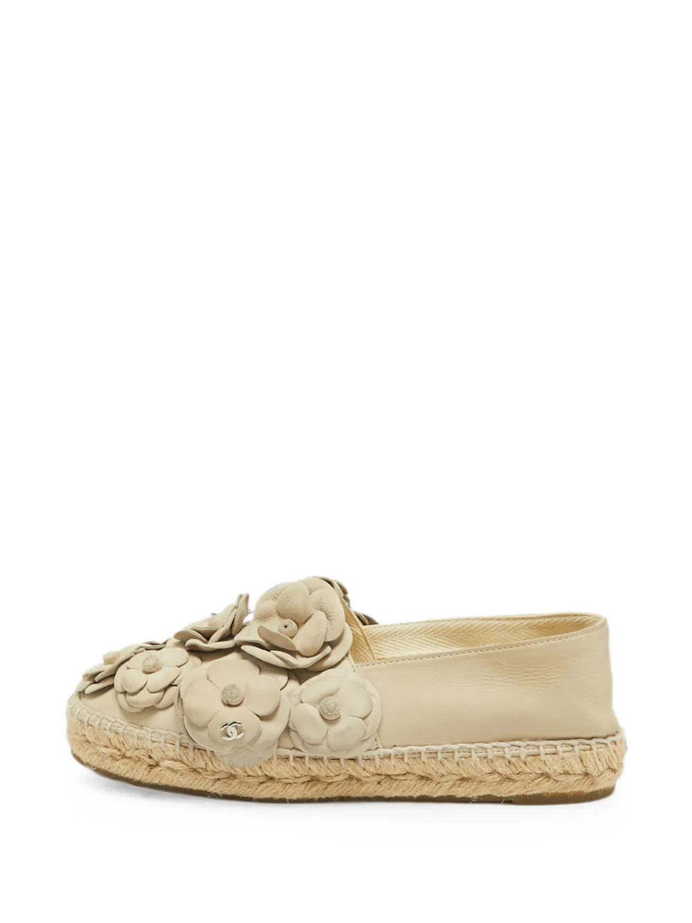 CHANEL Pre-Owned Camellia Espadrilles aus Nubukleder - Nude