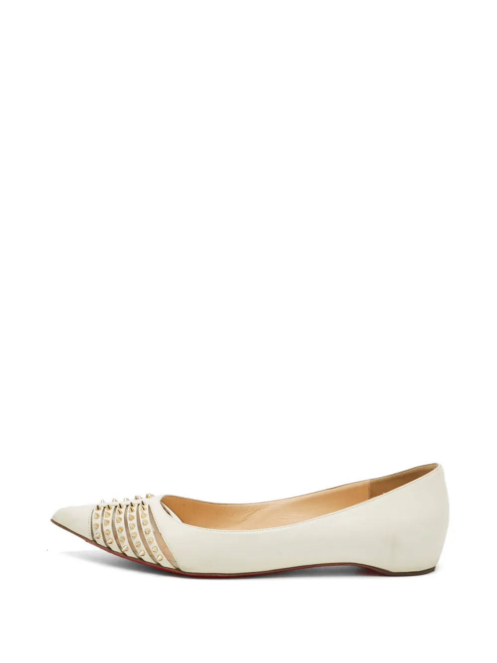 Christian Louboutin Pre-Owned Bareta studded ballet flats - Nude