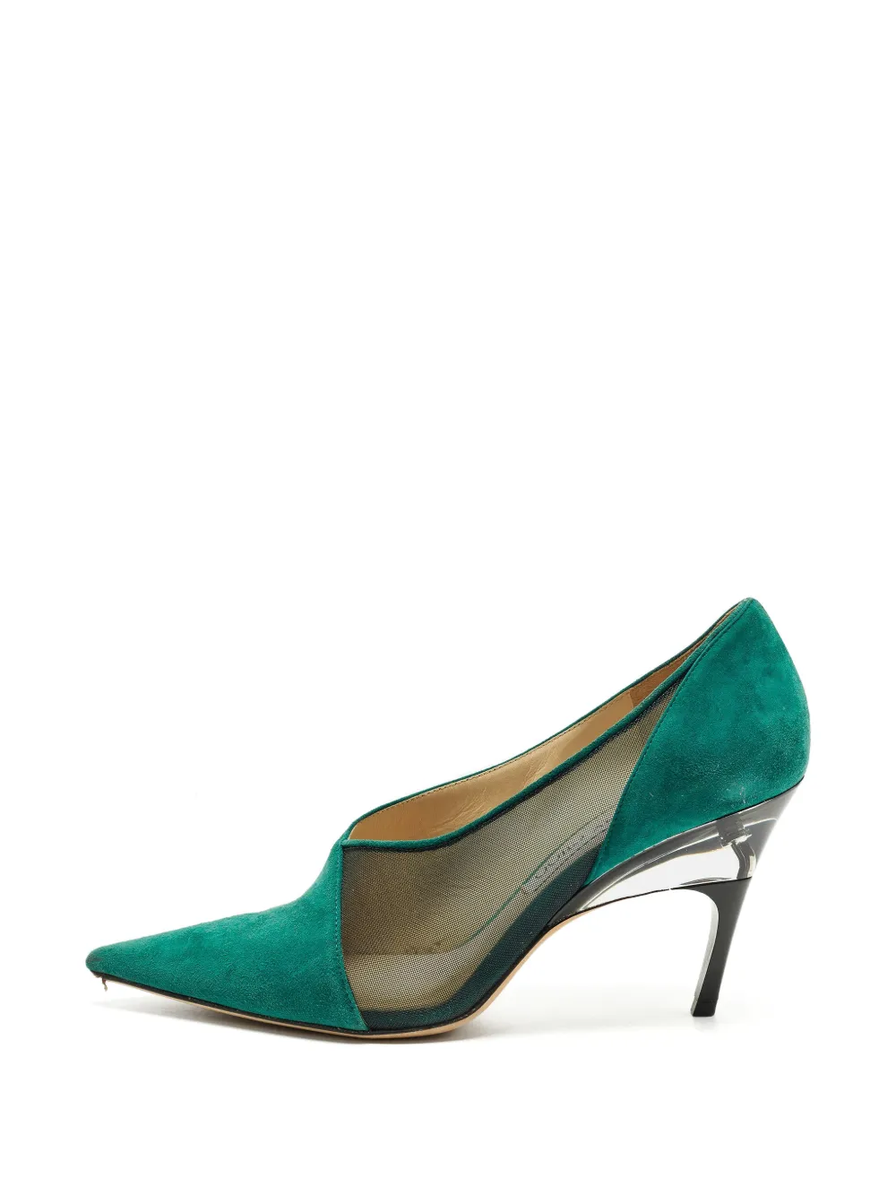 Jimmy Choo Pre-Owned mesh panelled pointed-toe pumps - Weiß