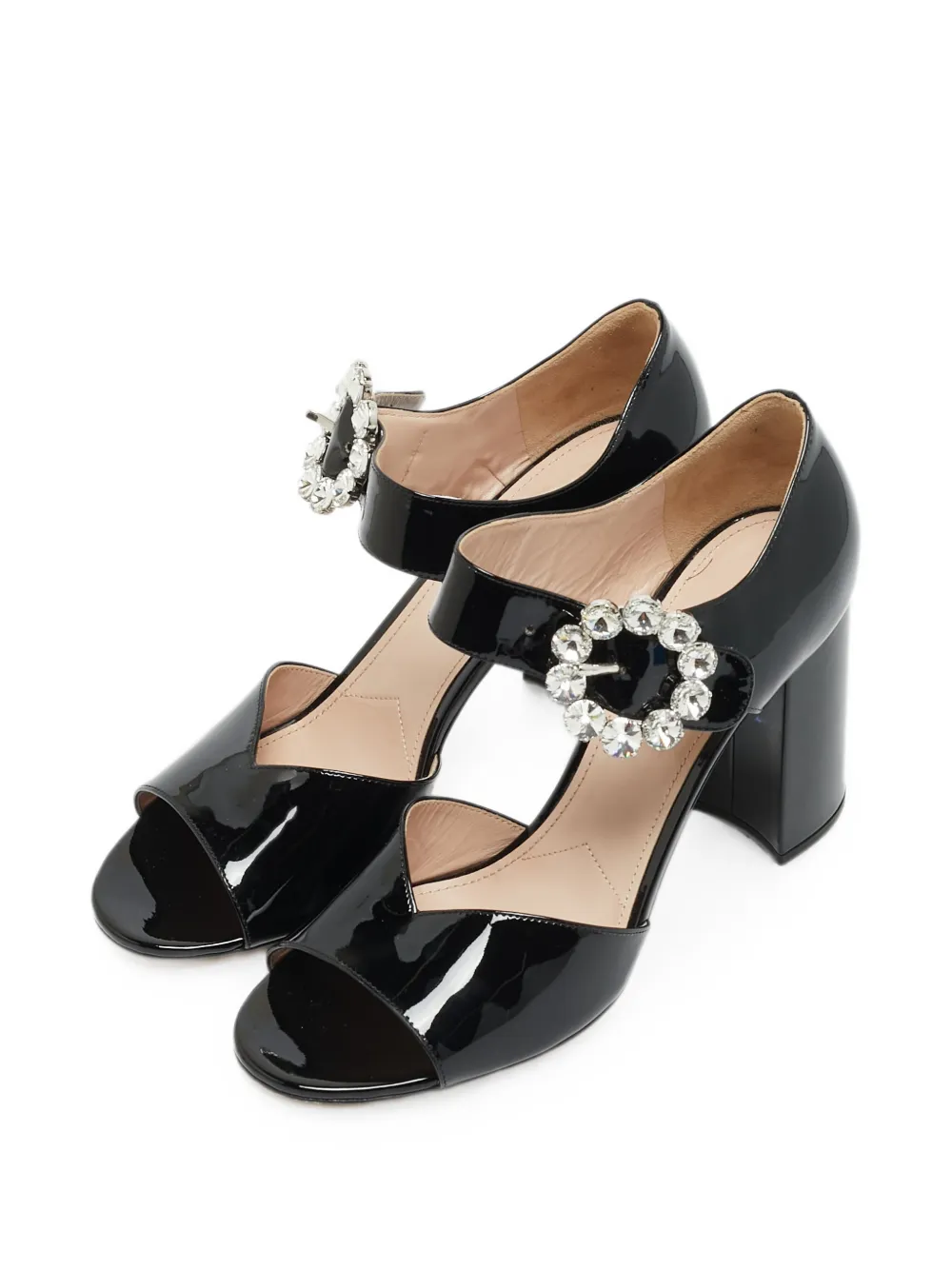 Miu Miu Pre-Owned crystal-embellished Mary Jane pumps - Black