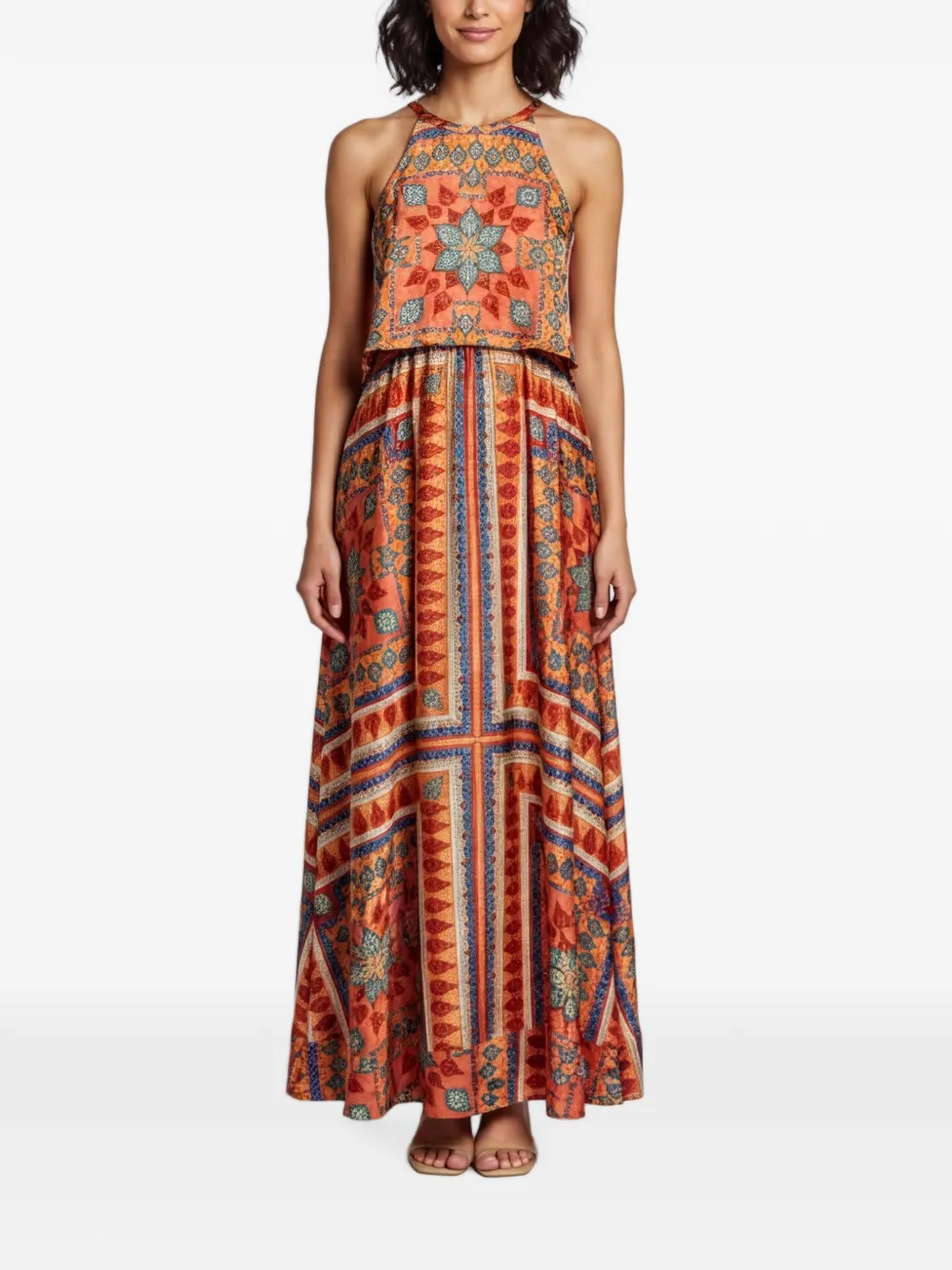 Torn By Ronny Kobo floral paisley-print maxi dress - Orange