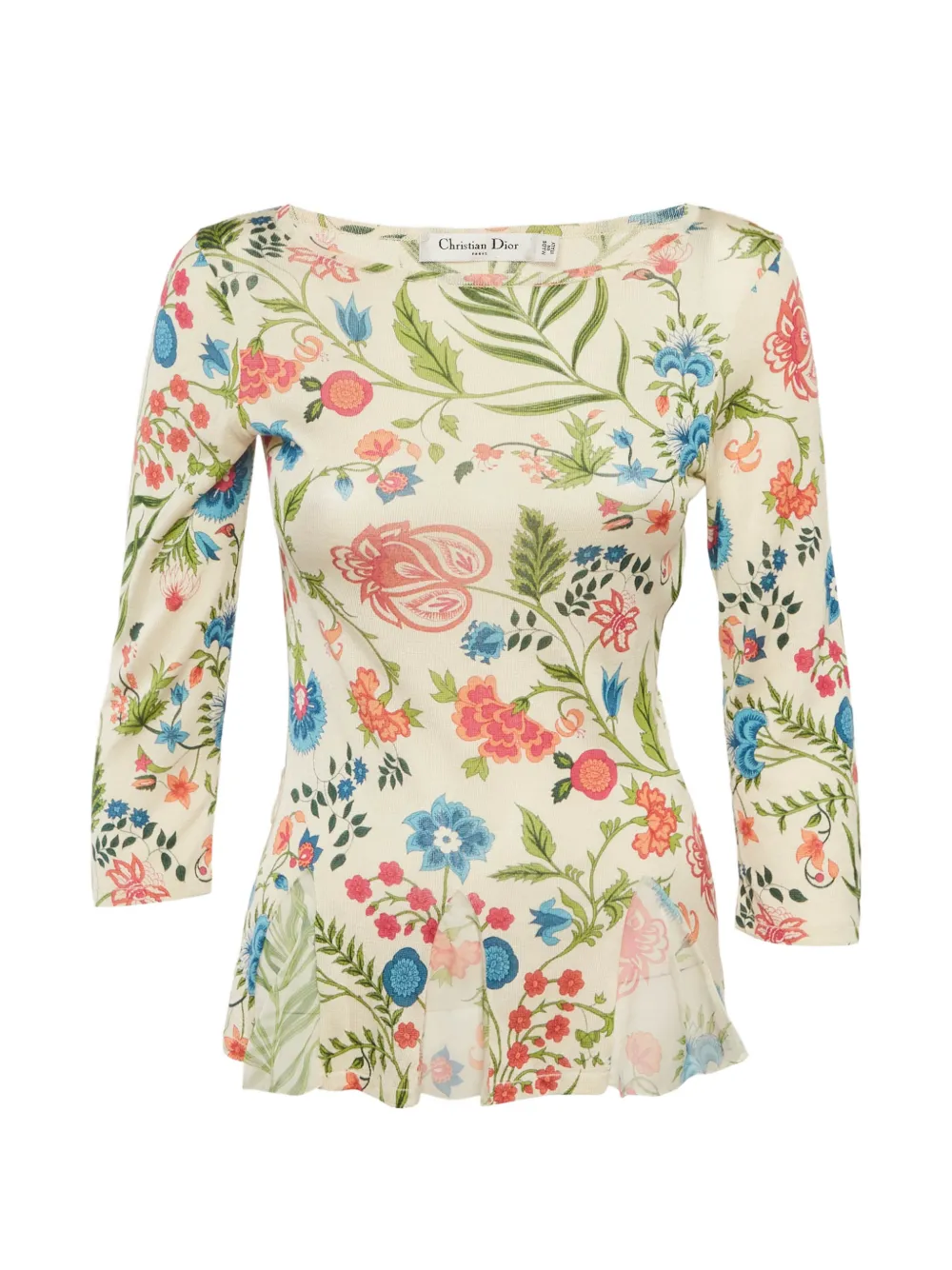 Christian Dior Pre-Owned floral-print silk top - Toni neutri