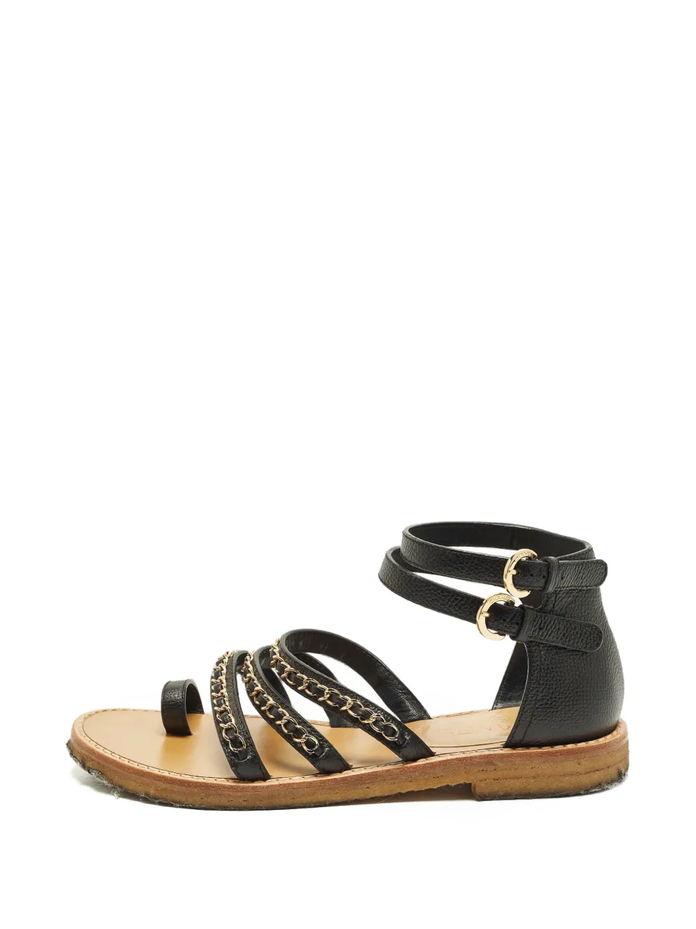 CHANEL Pre-Owned chain-embellished sandals - Schwarz