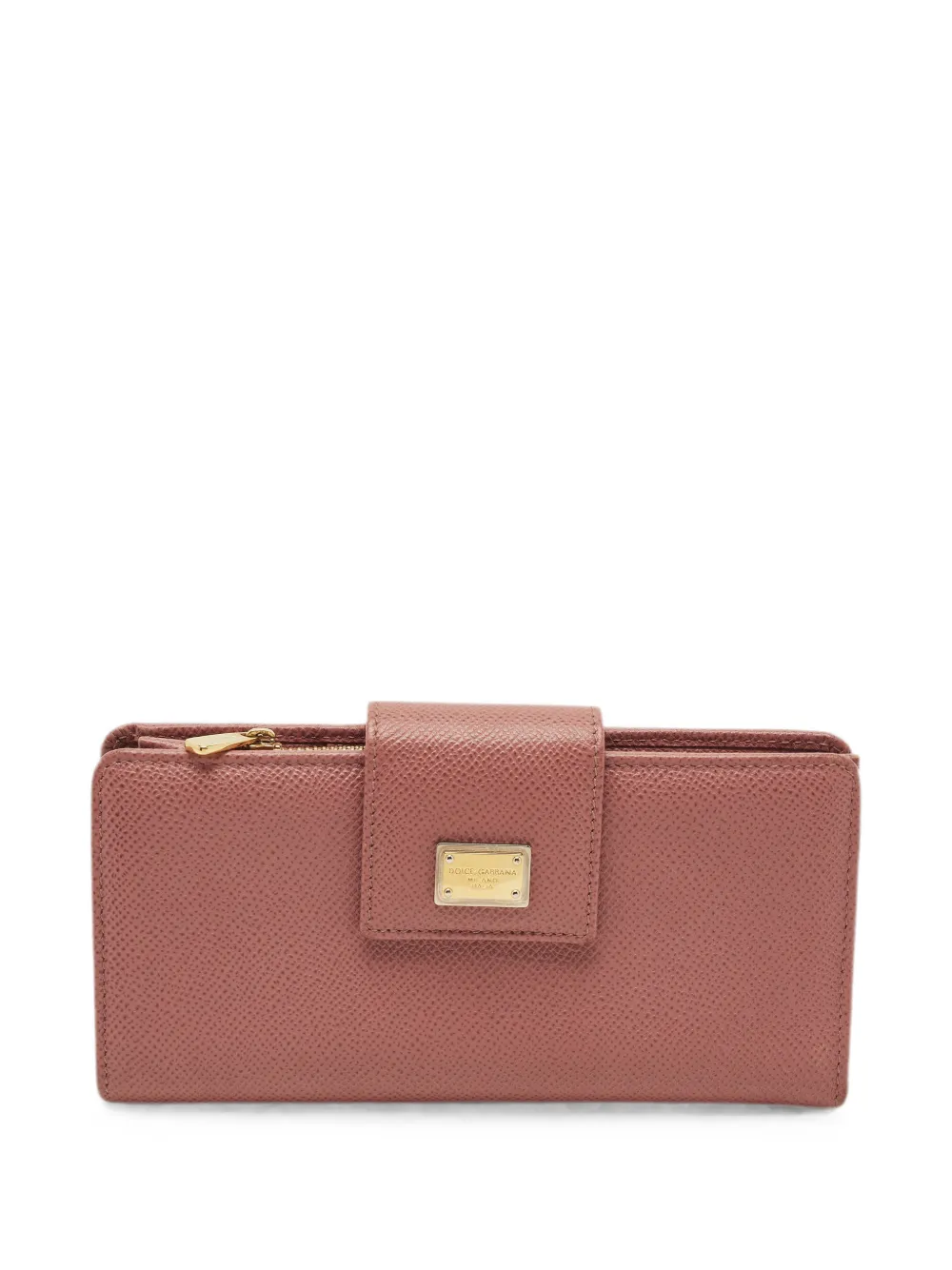 Pre-owned Dolce & Gabbana Logo-plaque Wallet In Pink