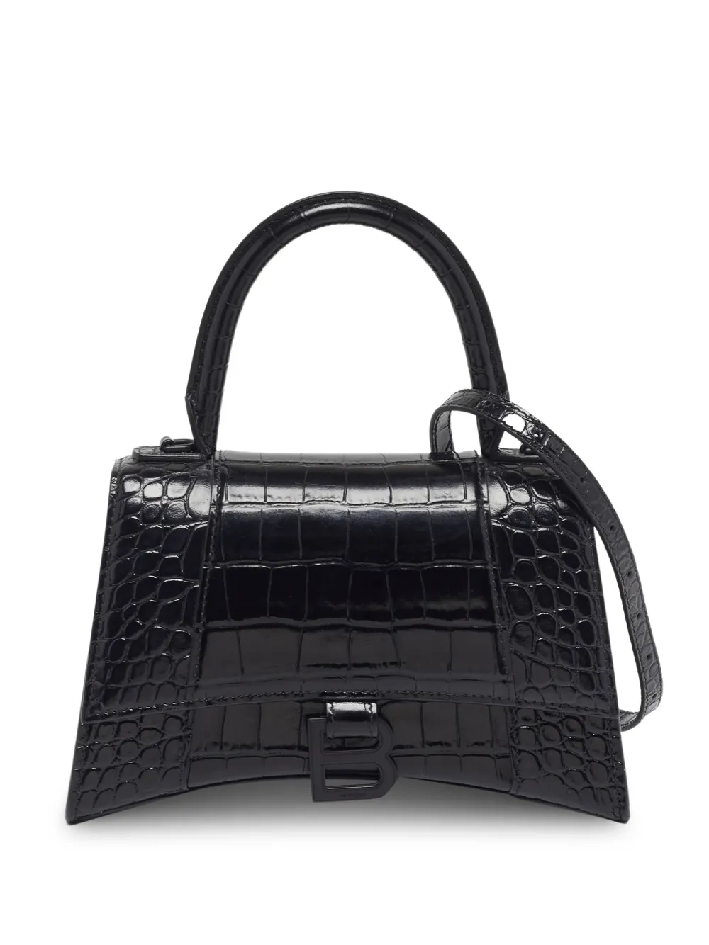 Balenciaga Pre-Owned Hourglass croc-embossed handbag - Nero