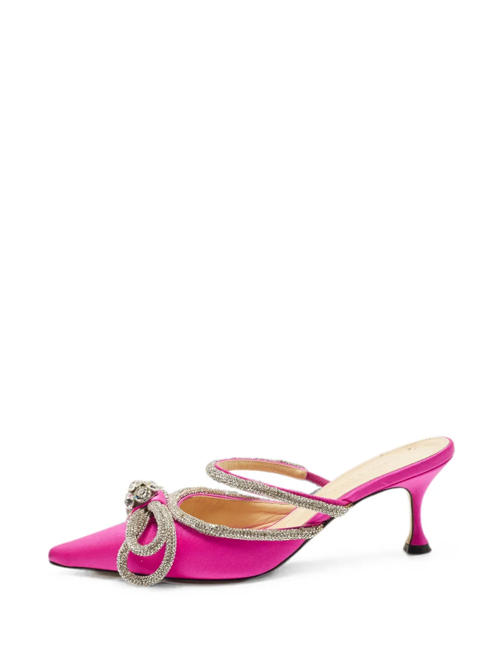 Pre-owned Mach&mach Double Bow Heeled Mules In Pink