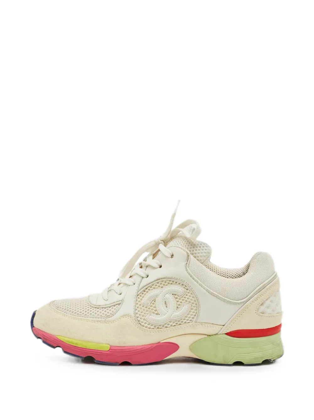 CHANEL Pre-Owned CC lace-up sneakers - Nude