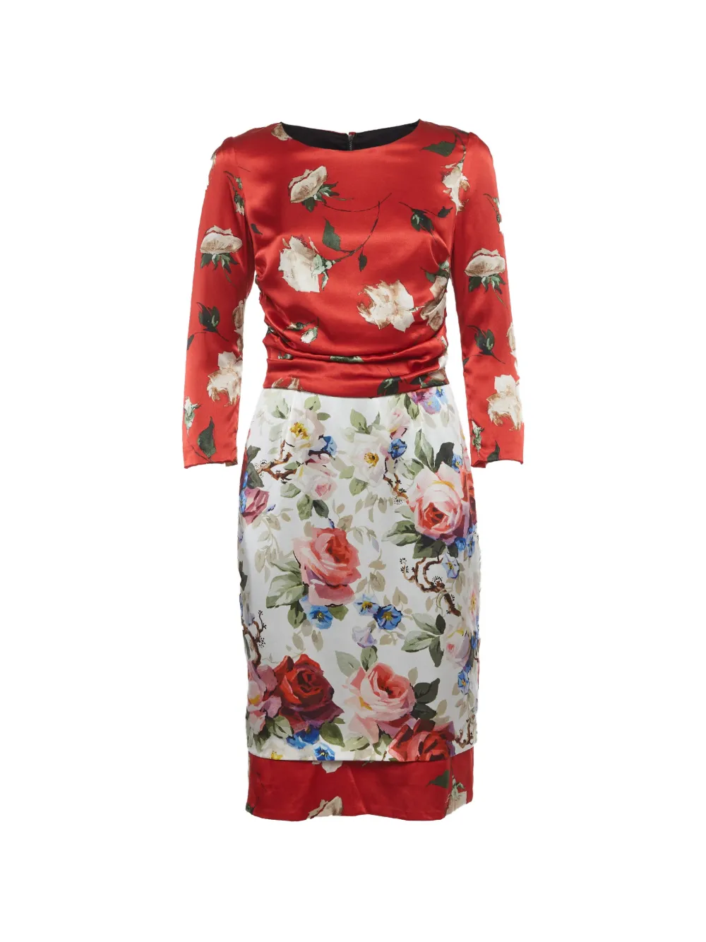 Dolce & Gabbana Pre-Owned Abito midi a fiori con scollo rotondo - Rosso