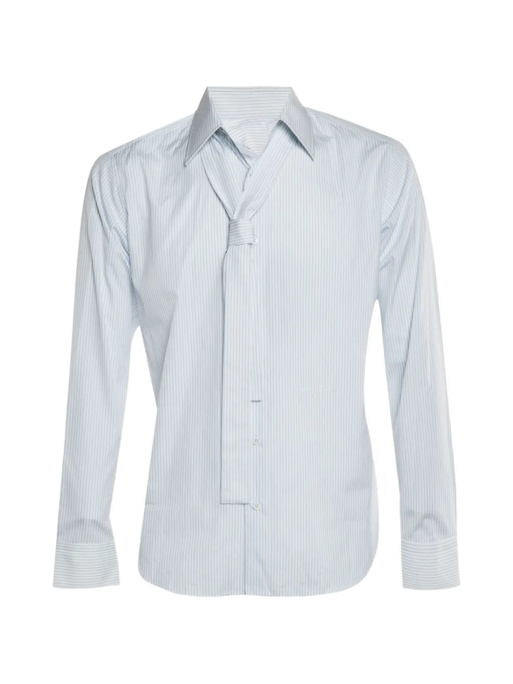 Louis Vuitton Pre-Owned pinstripe-print tie-detail shirt - Bianco