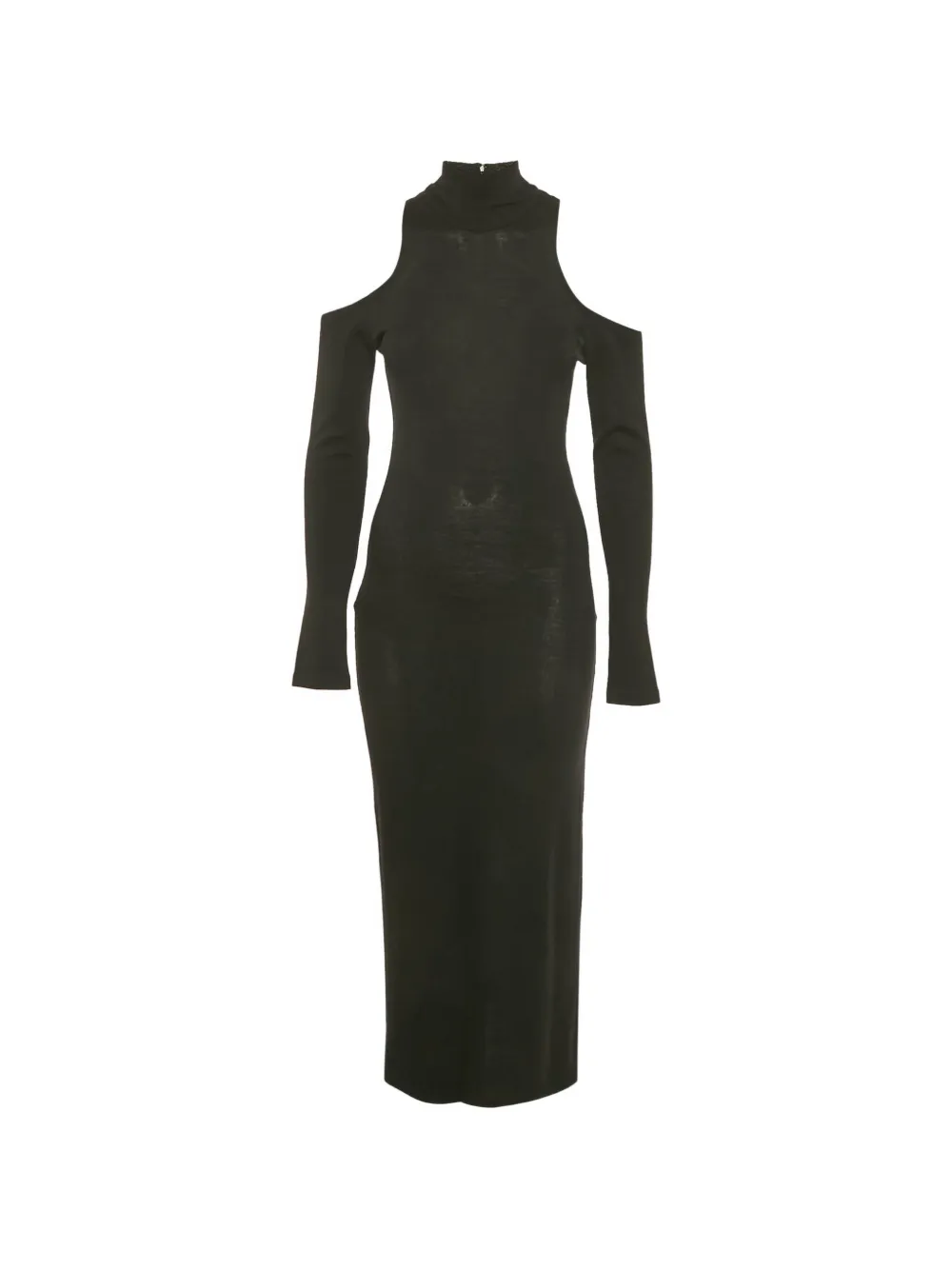 Balmain Pre-Owned cold-shoulder wool maxi dress - Schwarz