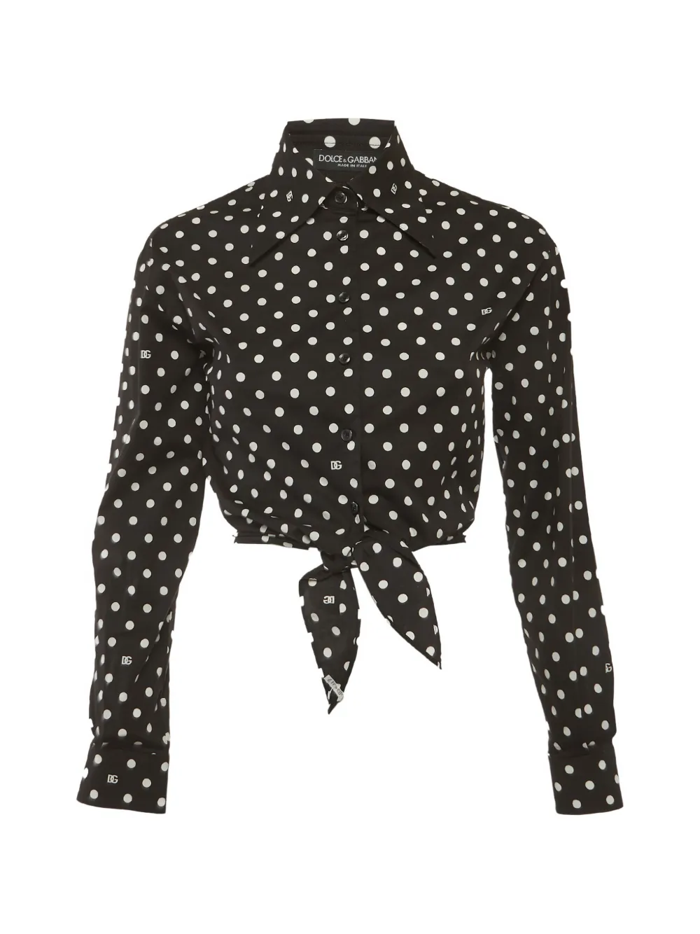 Dolce & Gabbana Pre-Owned polka-dot cropped shirt - Nero
