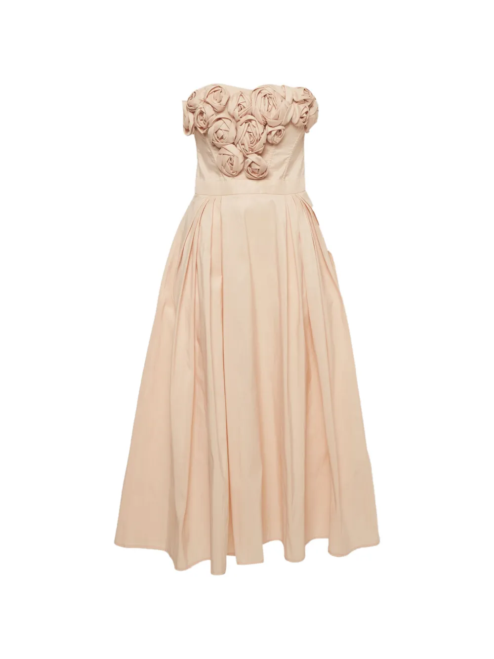 Elisabetta Franchi rose-appliqué gabardine dress - Toni neutri