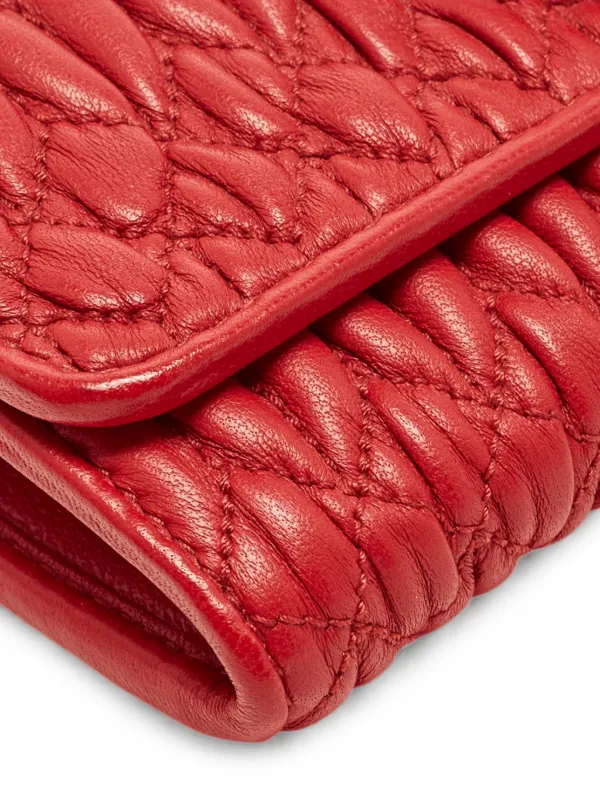Miu Miu Pre-Owned Matelassé crystal-embellished wallet-on-chain