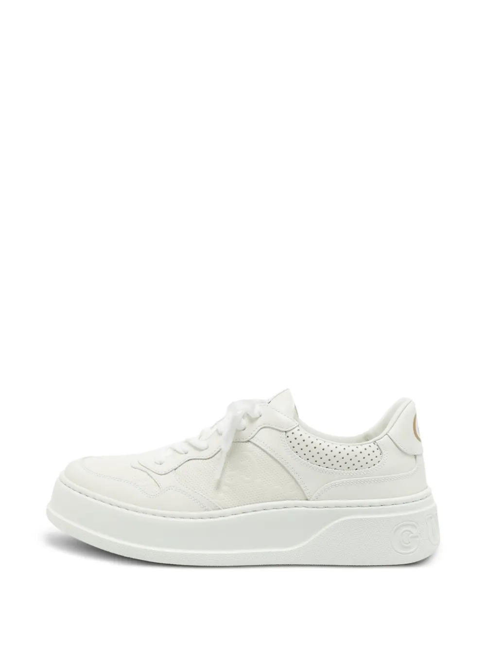 Gucci Pre-Owned Chunky B lace-up leather sneakers - Weiß
