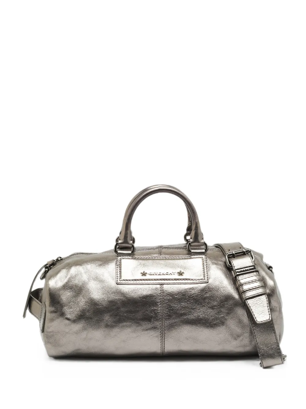 Givenchy Pre-Owned textured logo-plaque travel bag - Argento