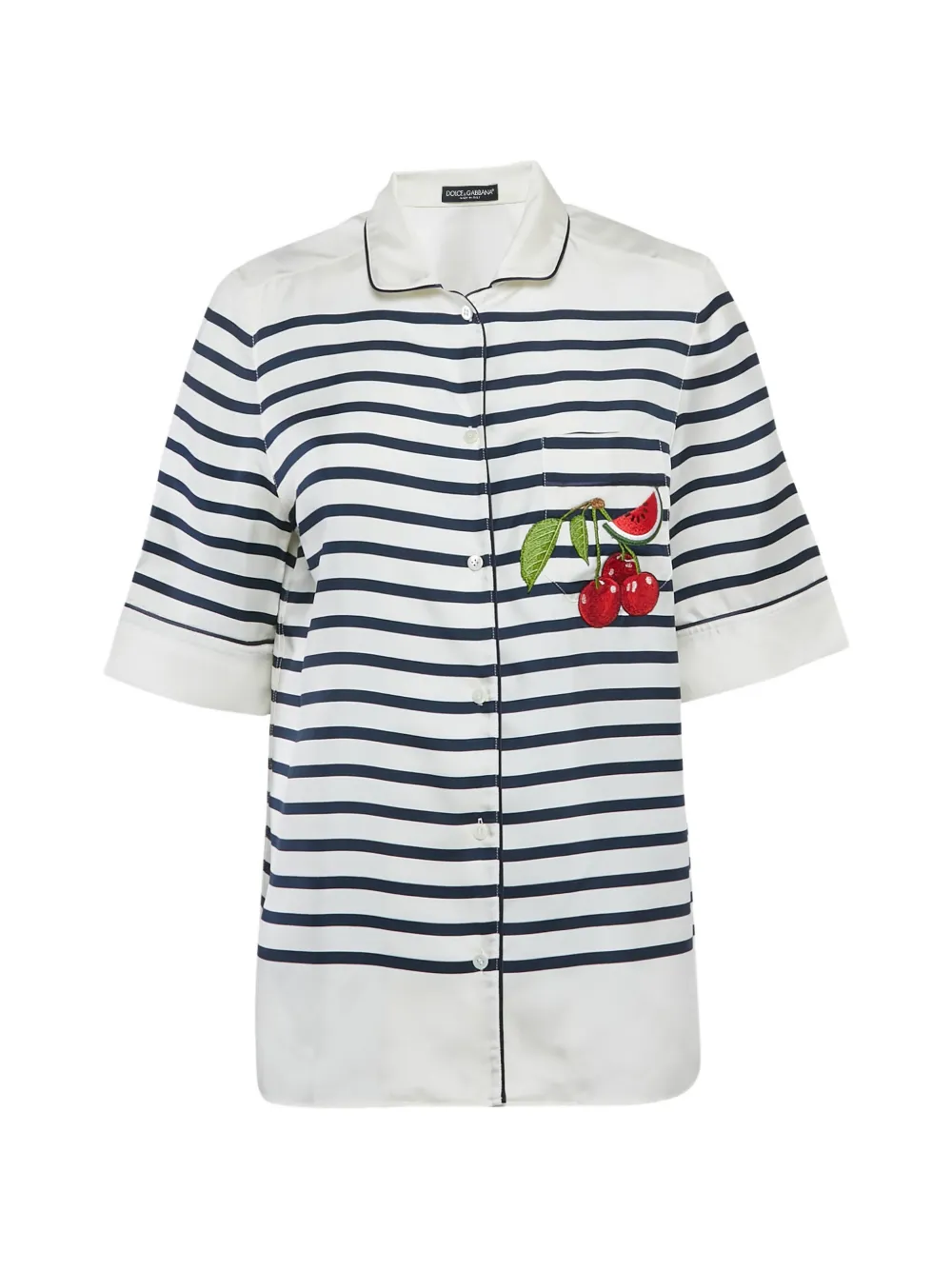 Dolce & Gabbana Pre-Owned striped cherry-patch shirt - Bianco