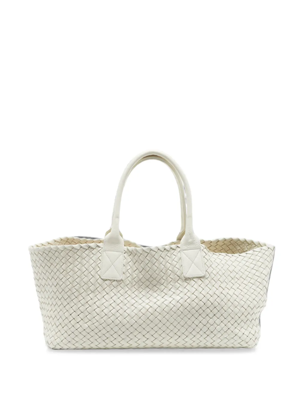 Bottega Veneta Pre-Owned medium Cabat Intrecciato leather tote bag - Bianco