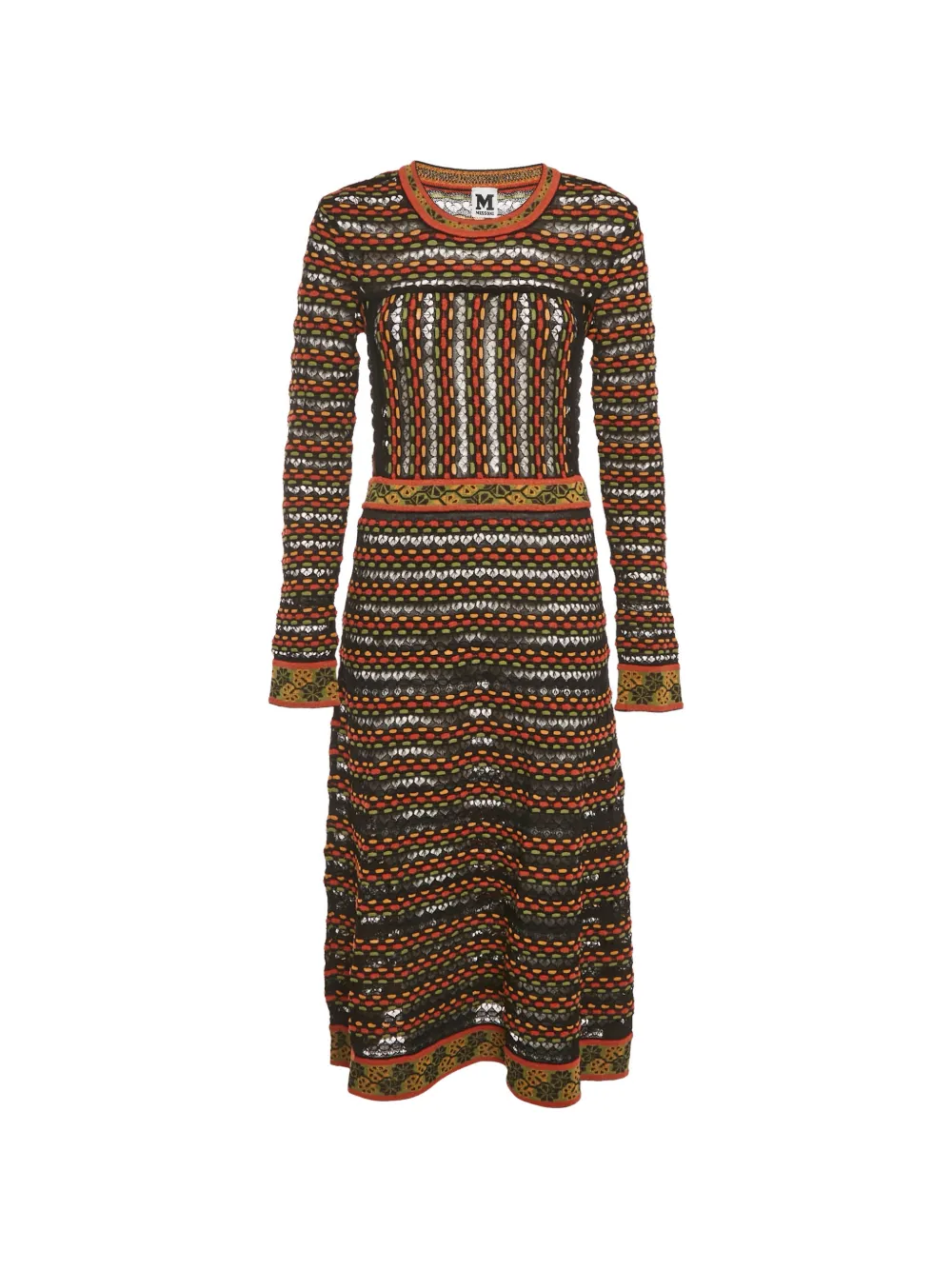 Missoni Pre-Owned pointelle-knit long-sleeve midi dress - Nero