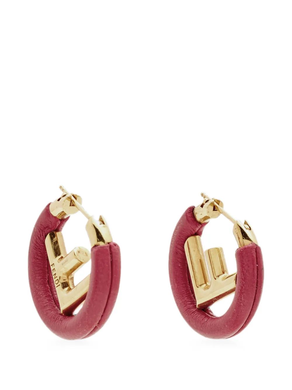 Fendi Pre-Owned F Is Fendi leather hoop earrings - Rosso