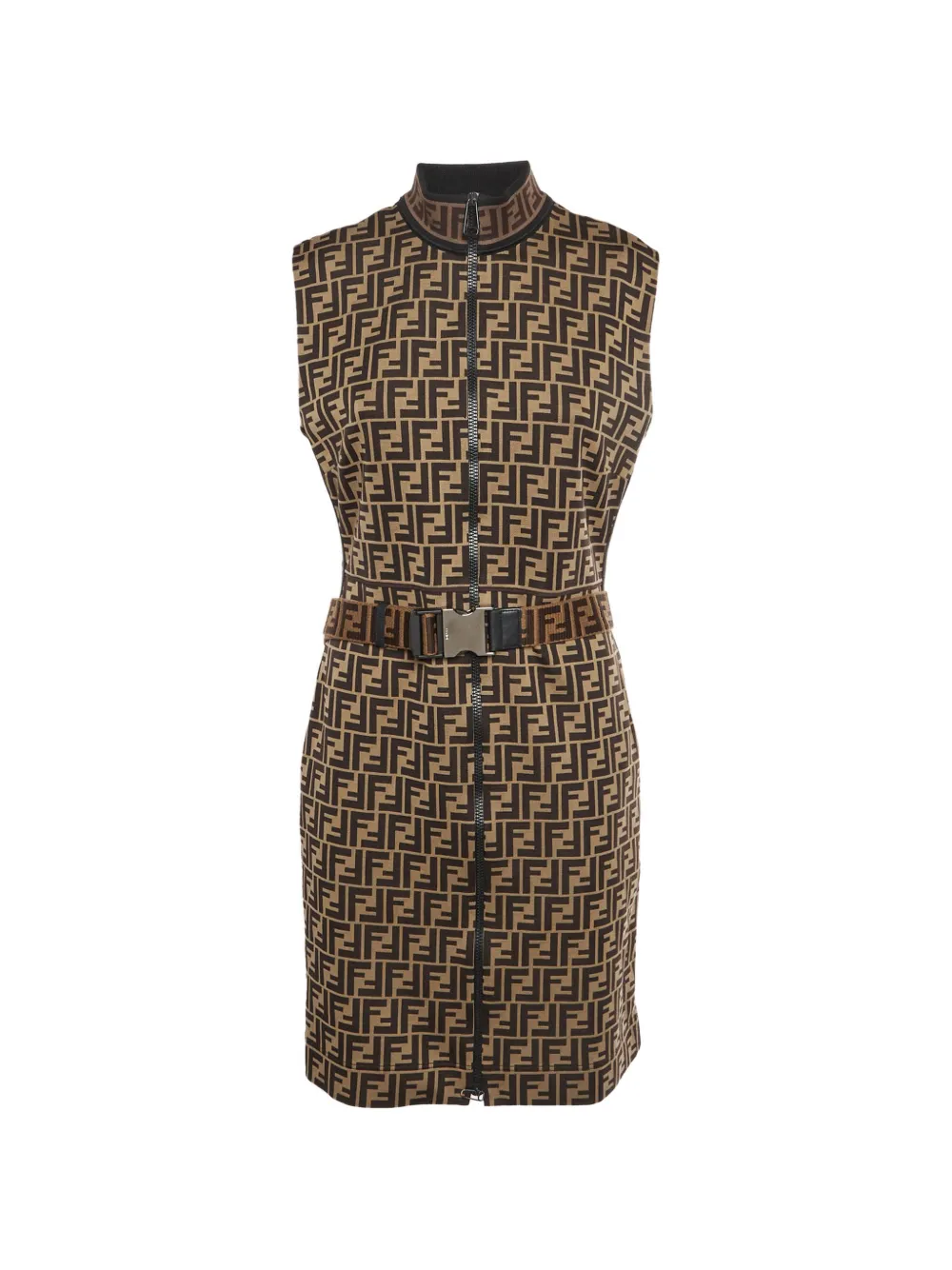 Fendi Pre-Owned FF-motif belted mini dress - Marrone