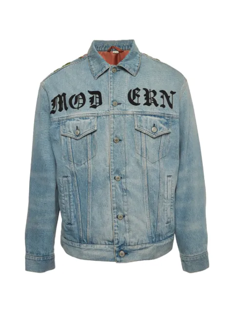 Gucci Pre-Owned logo-print floral-motif denim jacket