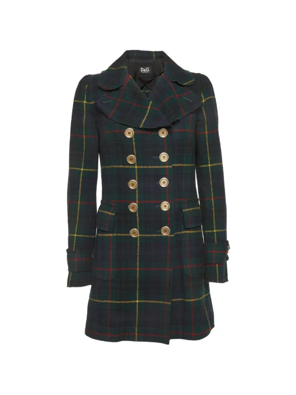 Dolce & Gabbana Pre-Owned Check double-breasted Coat | Green