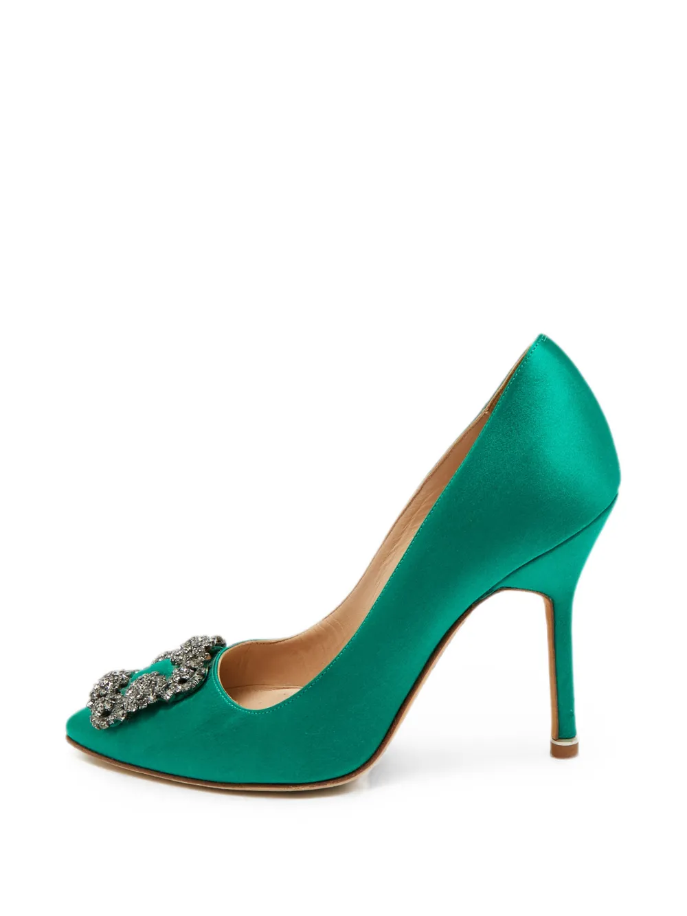 Manolo Blahnik Hangisi satin heeled pumps - Grün