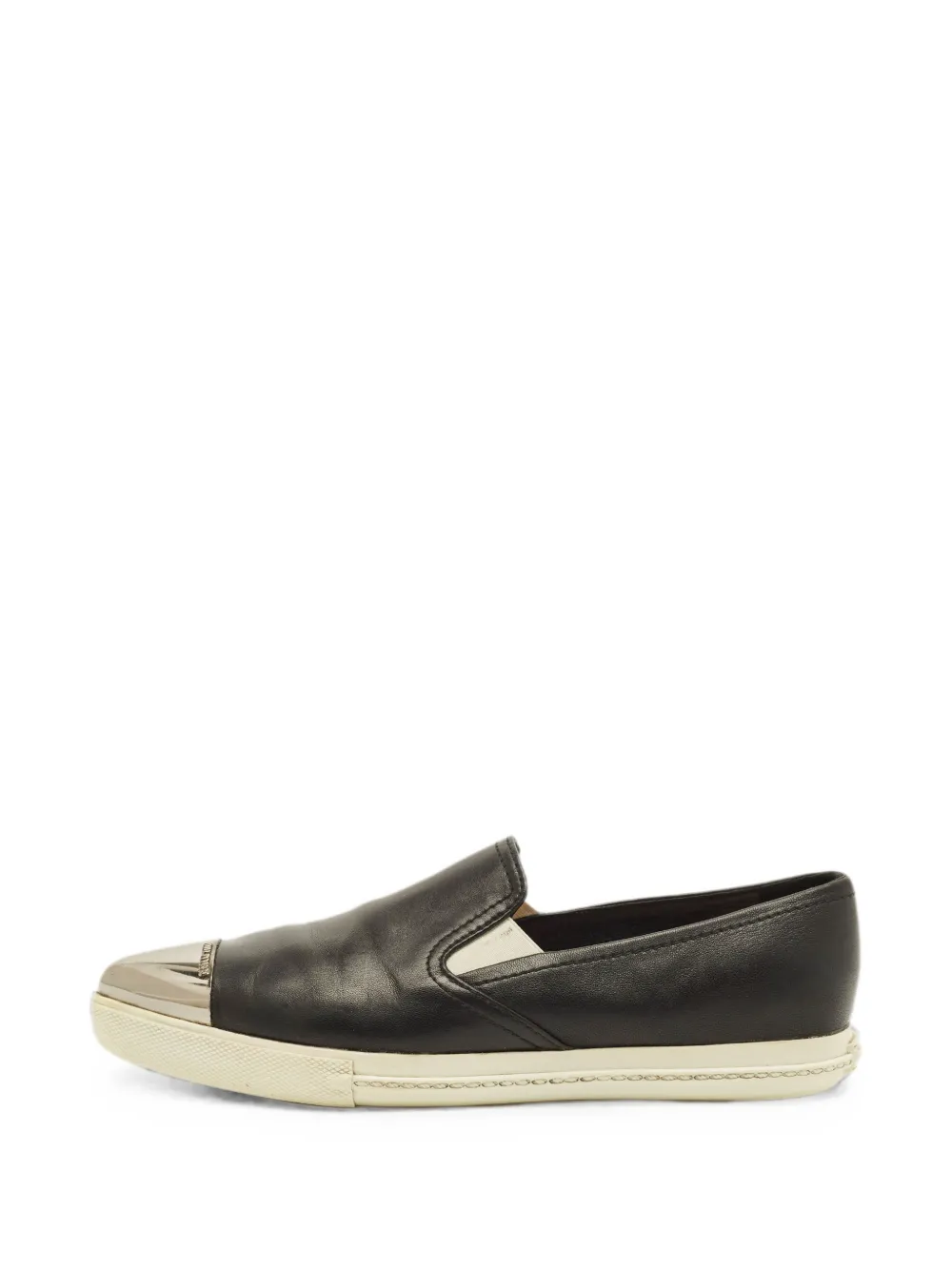 Miu Miu Pre-Owned metal cap-toe slip-on sneakers - Nero