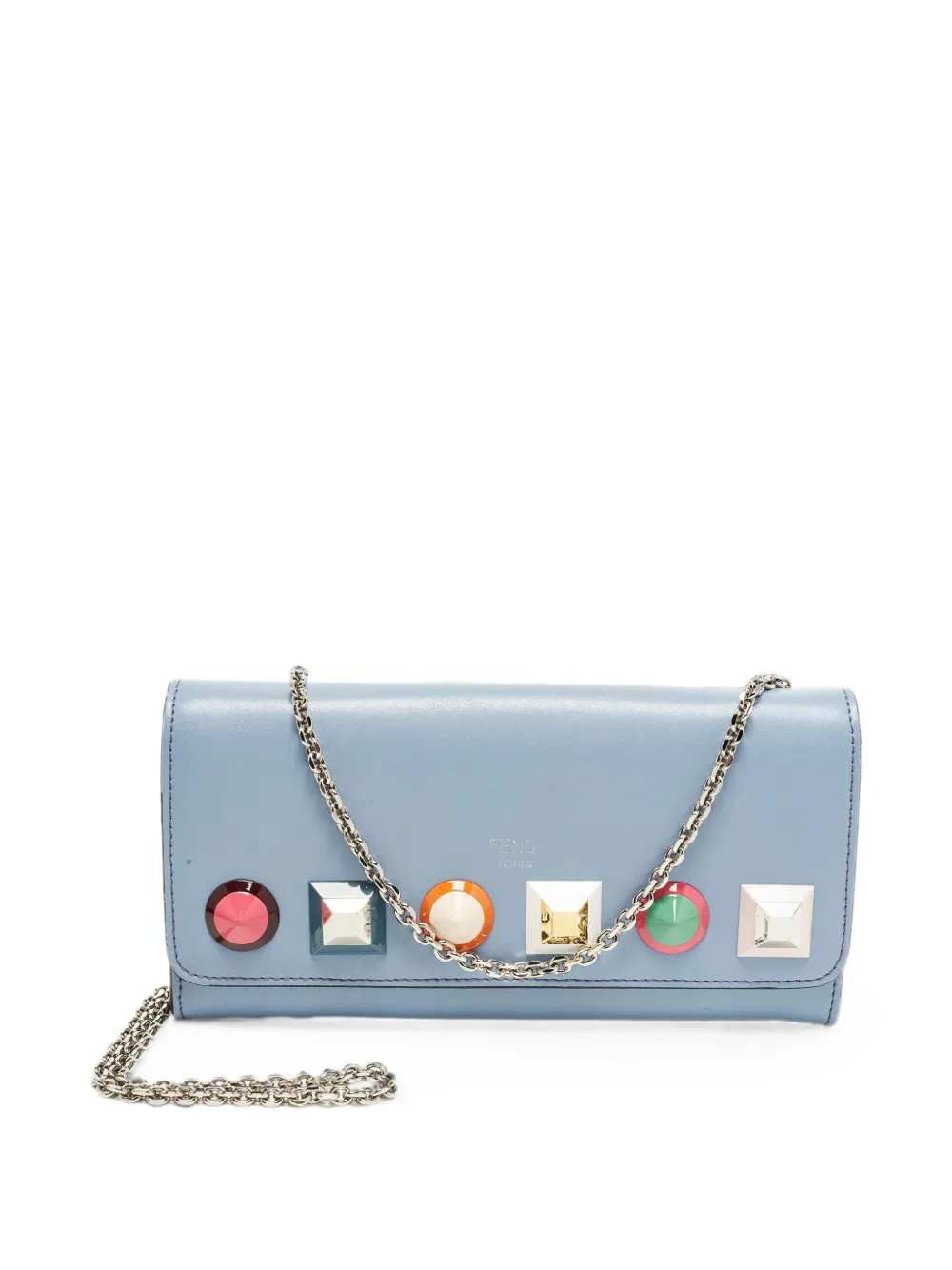 Fendi Pre-Owned leather chain wallet - Blu
