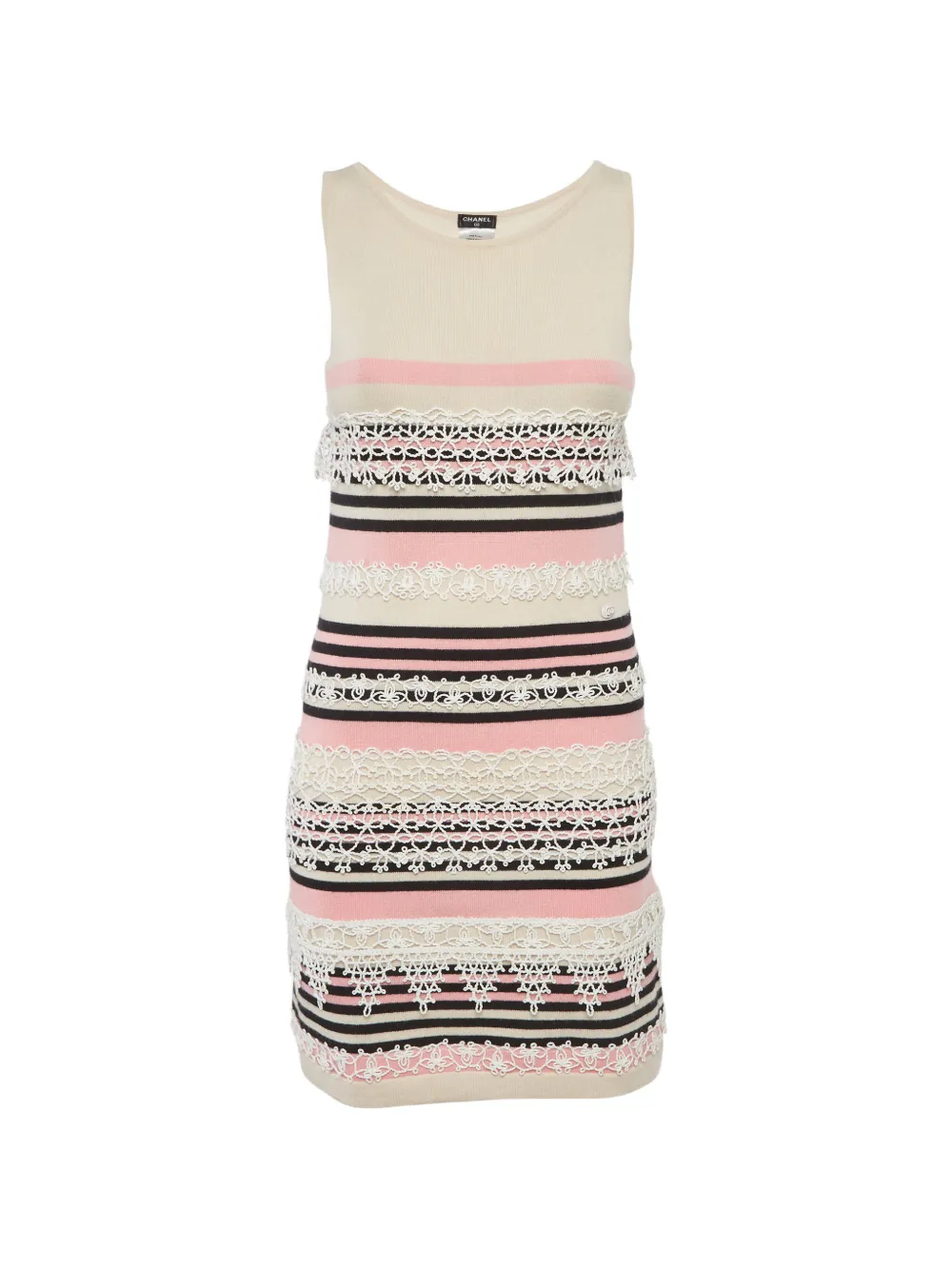 CHANEL Pre-Owned striped lace-insert dress - Toni neutri