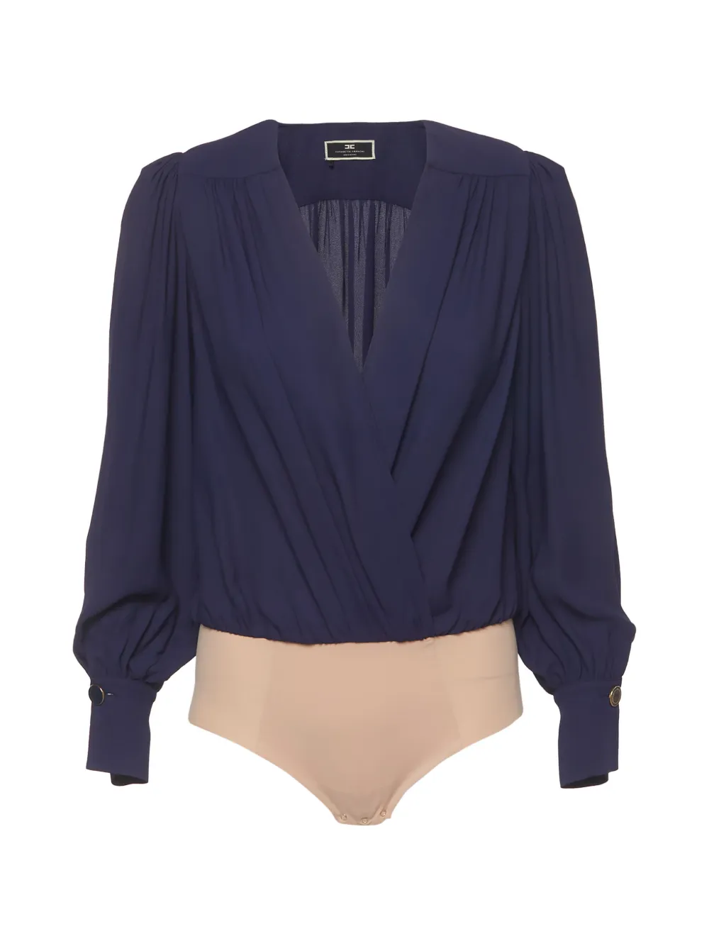 Elisabetta Franchi draped long-sleeve bodysuit - Blu