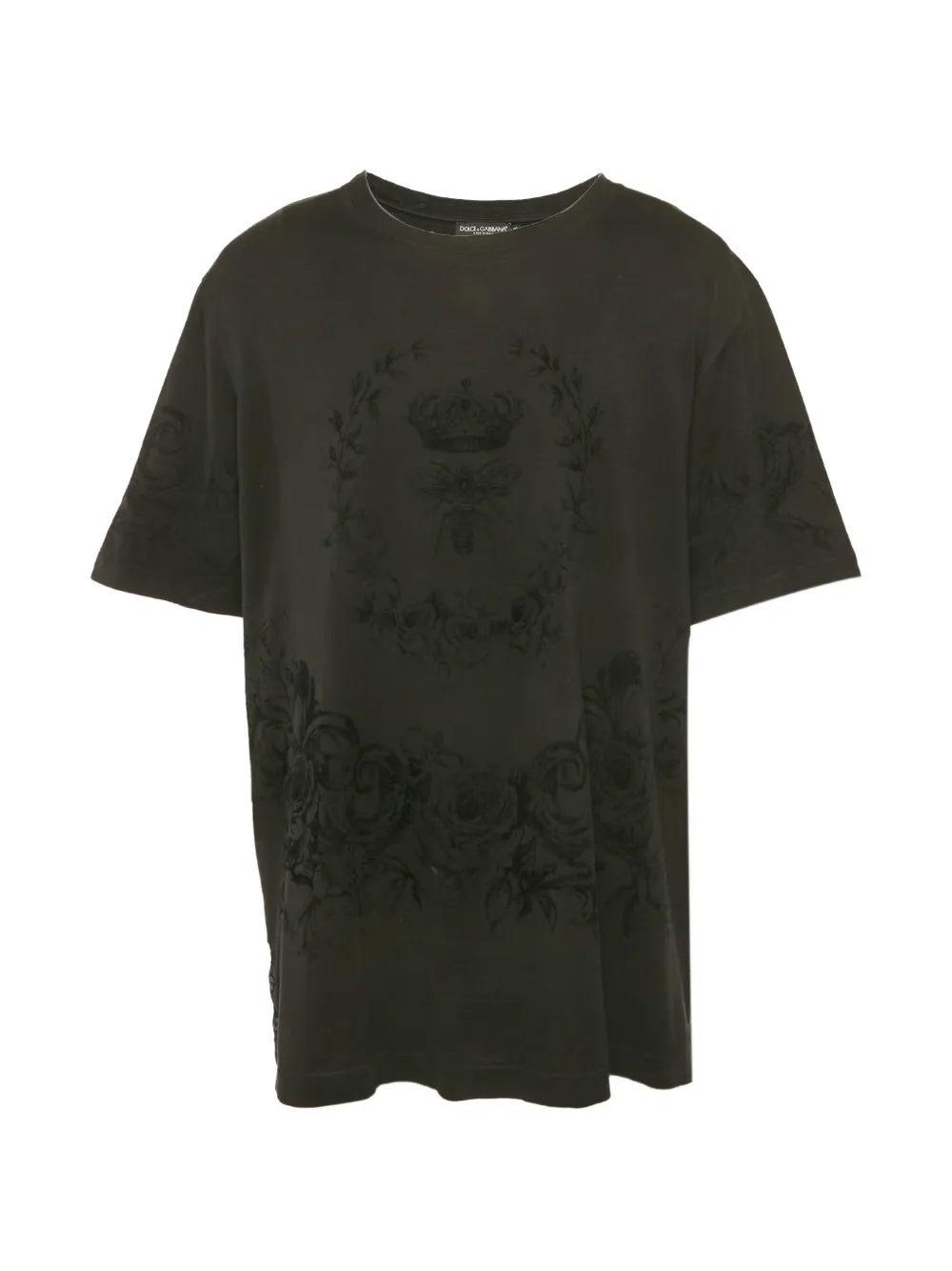 Dolce & Gabbana Pre-Owned velvet-print cotton T-shirt - Verde