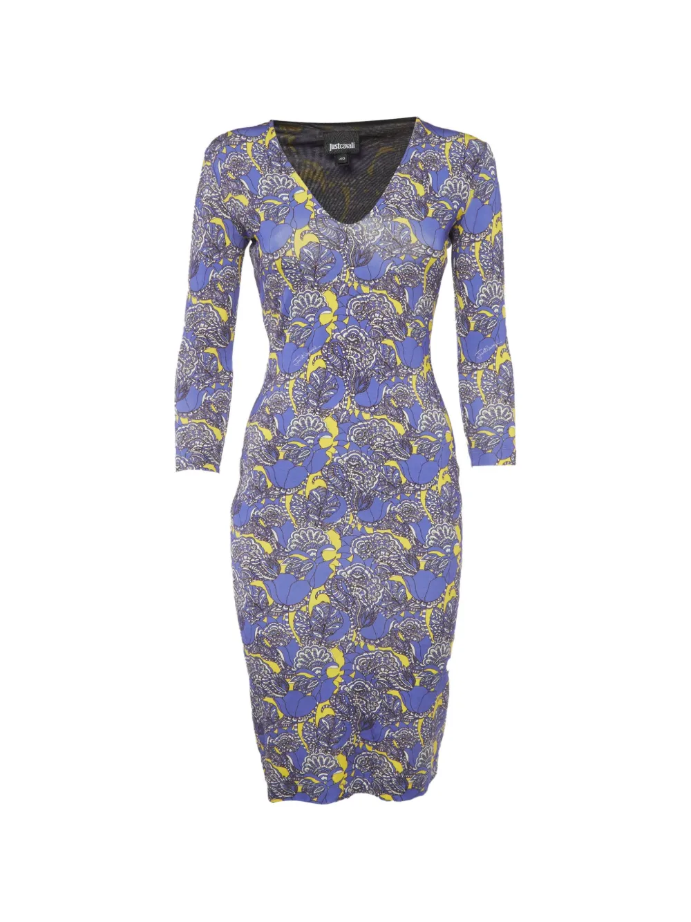 Just Cavalli Vintage robe mi-longue fleurie à col v - Violet Just Cavalli Vintage robe mi-longue fleurie à col v - Violet