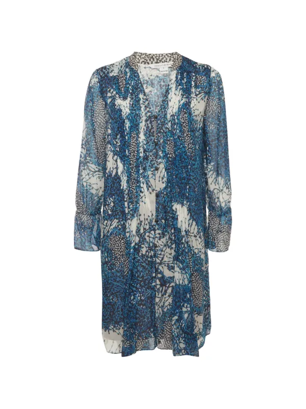 Dvf Vintage Kourtni Printed Silk mini-dress | Blue