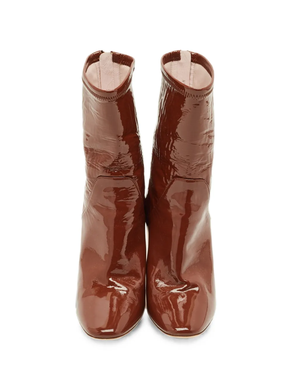 Christian Dior Pre-Owned patent-leather clear-heel ankle boots - Braun