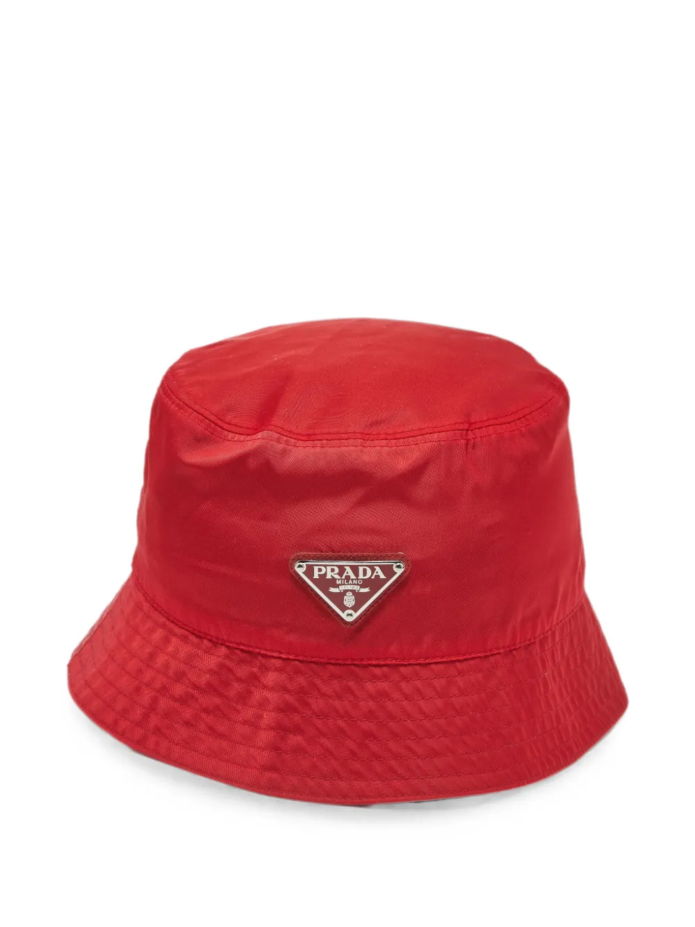 Prada Pre-Owned enamel triangle logo bucket hat - Rosso