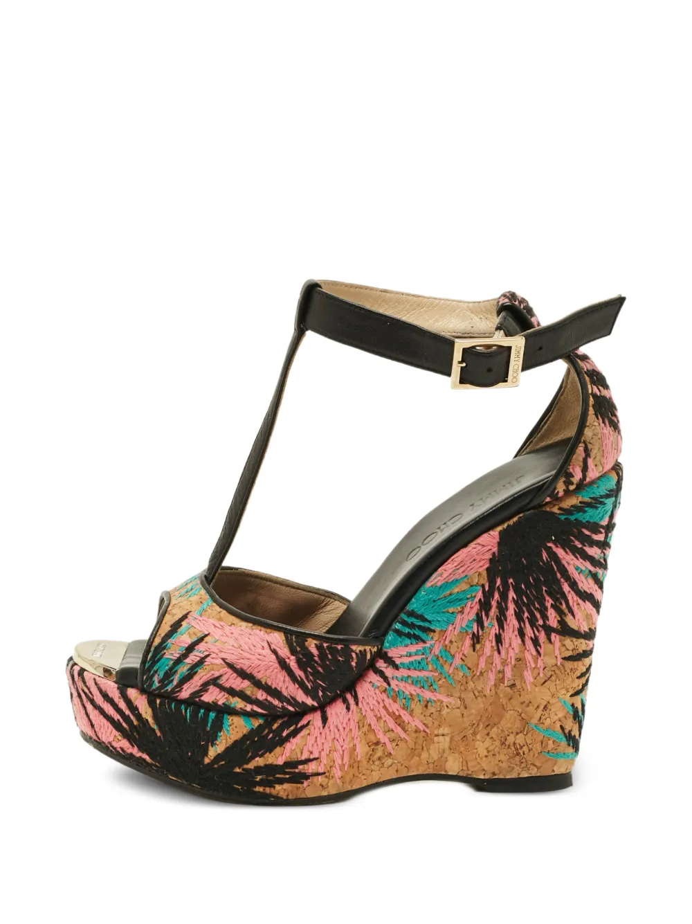 Jimmy Choo Pre-Owned T-bar wedge sandals - Nude